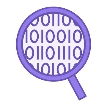 Purple Magnifying Glass with Code Icon. Vector Illustration. Code Analysis .. Stock Illustration