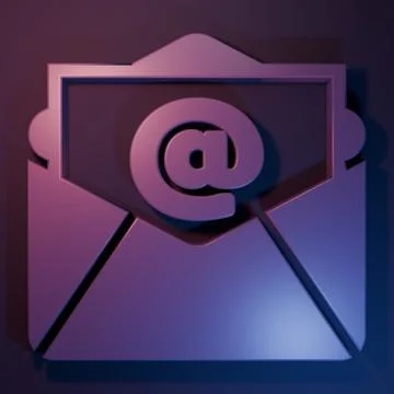Purple Mail and e-mail icon isolated on purple-blue background. Envelope sy.. Stock Photos