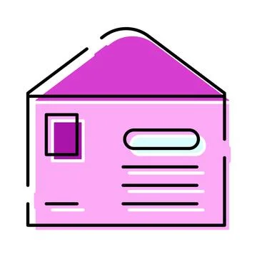 Purple mail envelope delivering important communication message Stock Illustration