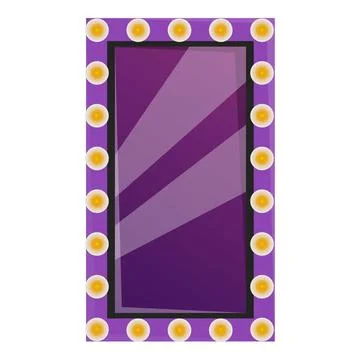 Purple makeup mirror frame with light bulbs for beauty salon Stock Illustration