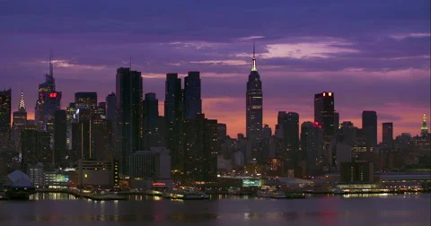 Purple Manhattan Skyline Stock Footage 62349751