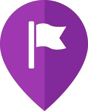 Purple map pin with flag destination symbol icon イラスト素材