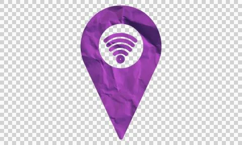 Purple map pin icon with white wifi symbol for location based wireless inte.. Stock Illustration