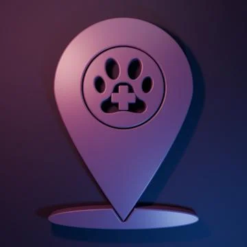 Purple Map pointer with veterinary medicine hospital, clinic or pet shop fo.. 写真素材