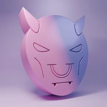 Purple Mask of the devil with horns icon isolated on purple background. Min.. Stock Illustration