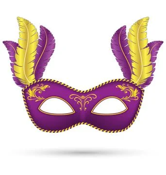 Purple mask with feathers Stock Illustration