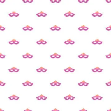 Purple masquerade masks creating seamless carnival pattern Stock Illustration