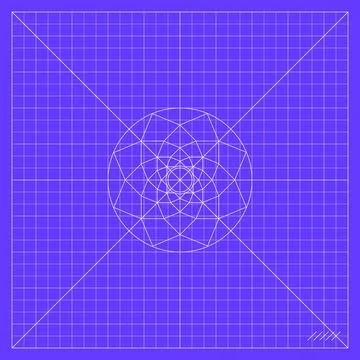 Purple mathematical grid with a symmetrical circular geometric construction.. Stock Illustration