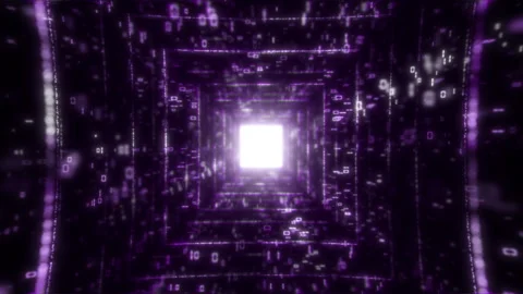 Purple matrix glide through a numeric tunnel Stock Footage 318935801