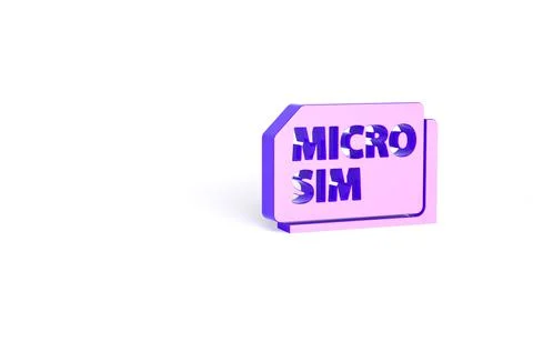 Purple Micro Sim Card icon isolated on white background. Mobile and wireless  Stock Illustration