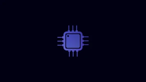 Purple Microchip Icon on Dark animation Background processor computer Stock Footage 321855043