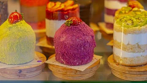 Purple Mini Cake Stock Photos