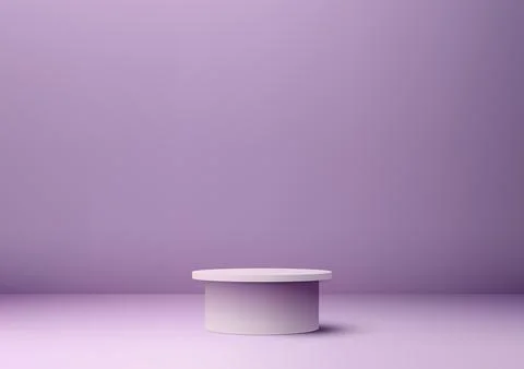 Purple Minimal Interior Concept. 3D Table Podium Mockup Showcase in Modern .. Stock Illustration