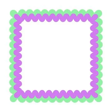 Purple Mint Scalloped Square Frame Vector Illustration Decorative Rounded B.. Stock Illustration