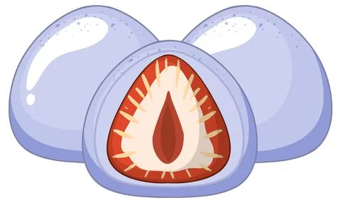 Purple Mochi with Red Bean Paste Filling Illustration Stock Illustration