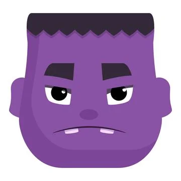 Purple monster face showing grumpy emotion Stock Illustration