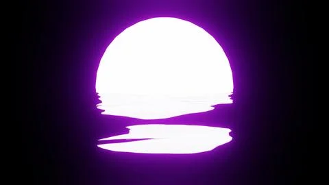 Purple Moon reflection in water or the ocean on black background. Stock Illustration