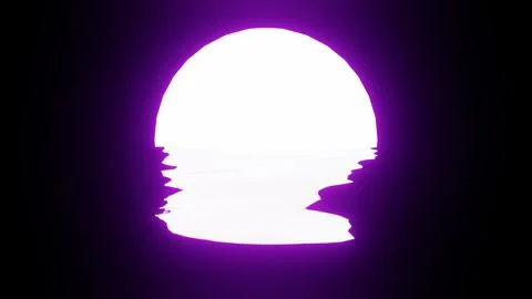 Purple Moon reflection in water or the ocean on black background. Stock Illustration