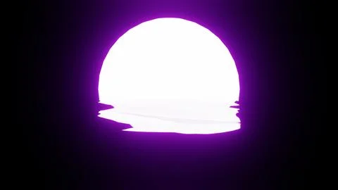 Purple Moon reflection in water or the ocean on black background. Stock Illustration