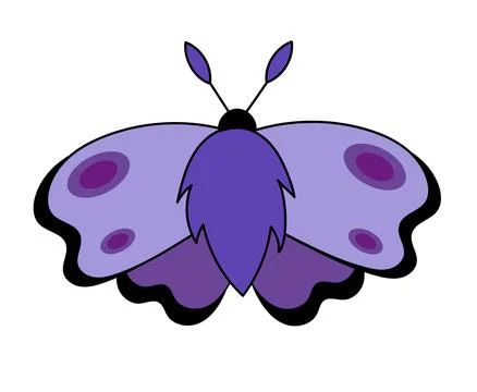 Purple Moth. Flying magic insect. Stock Illustration