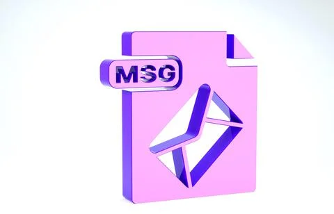 Purple MSG file document. Download msg button icon isolated on white backgrou 스톡 일러스트
