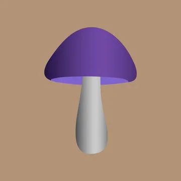 Purple mushroom with gradient cap and white stem Stockillustratie