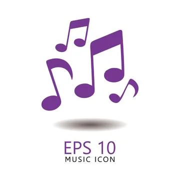 Purple music icon. Flat vector symbol isolated on a white background. Stock Illustration