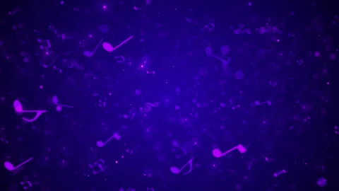 Purple music notes background floating , soft bokeh, glowing particles, dreamy b Stock Footage 340417753