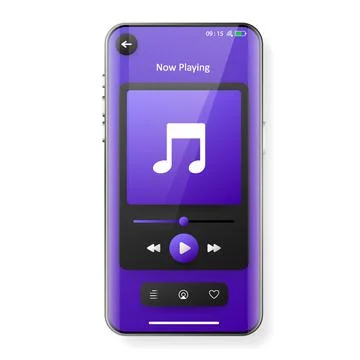 Purple music player user interface mobile app Illustrazione stock