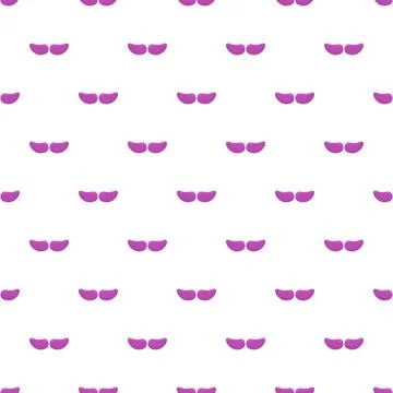 Purple mustache flat seamless pattern on white background Stock Illustration