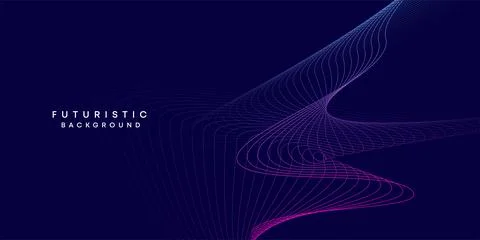 Purple-navy, blue-green gradient smooth wave lines web banner background Stock Illustration