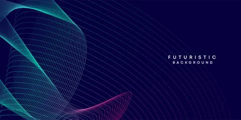 Purple-navy, blue-green gradient smooth wave lines web banner background Stock Illustration