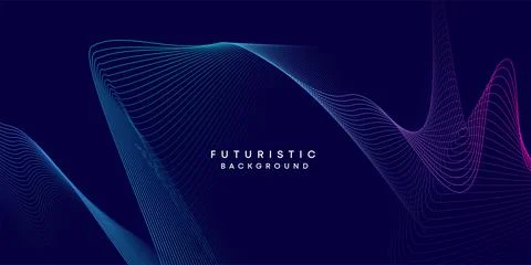Purple-navy, blue-green gradient smooth wave lines web banner background Stock Illustration