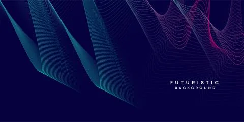 Purple-navy, blue-green gradient smooth wave lines web banner background Stock Illustration