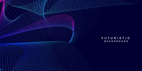 Purple-navy, blue-green gradient smooth wave lines web banner background Stock Illustration
