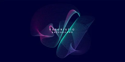 Purple-navy, blue-green gradient smooth wave lines web banner background Stock Illustration