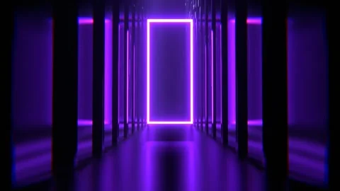 Purple Neon Alien Endless Corridor Background VJ Loop l 4K Stock Footage 301241798