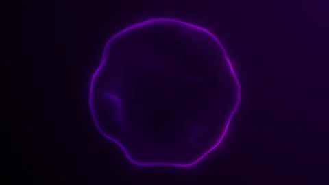 Purple neon blob shape in dark space. Abstract sphere form with soft fluid .. Видео 333708241