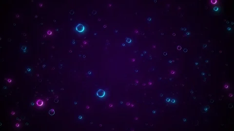 Purple neon bubble background cyan magenta glowing circles floating dreamy space Stock Footage 340414840