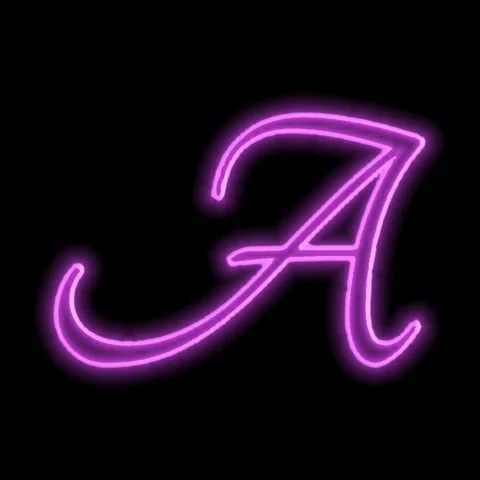 Purple Neon Cursive Letter A Animation Clip Stock Footage 328898316