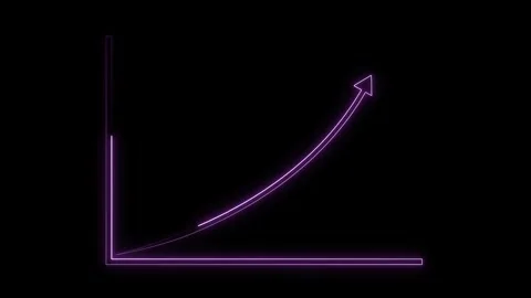 Purple neon curved line graph showing exponential growth on black. Line gra.. Stock Footage 337131159
