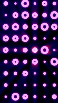 Purple neon dot grid with glowing circular lights and futuristic geometric .. Stock Illustration