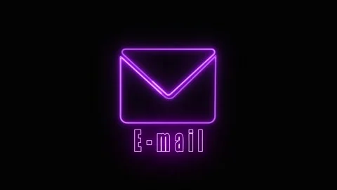 Purple Neon Email Icon with Text on anim... | Stock Video | Pond5