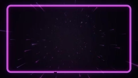 Purple Neon Frame with Glowing Warp Speed Light Particles Loop Stock Footage 340381802