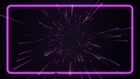 Purple Neon Frame with Glowing Warp Speed Light Trails Animation Stock Footage 341643328