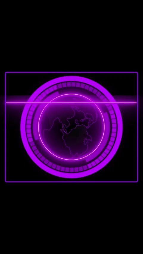 Purple Neon Futuristic Interface with Earth Globe and Data Elements world c.. Stock Footage 337462714