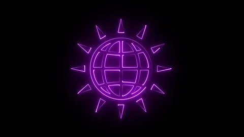 Purple Neon Globe with Sun Rays Icon image stock Stock-Footage 318053388