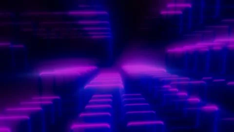 Purple Neon Glowing Abstract Technology Blocks Stock Illustration