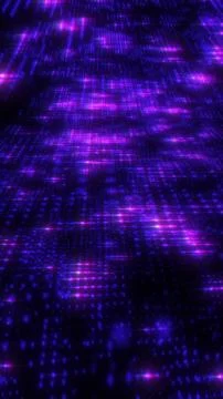 Purple neon glowing perspective grid digital data floor 库存插图
