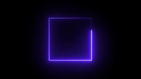 Purple neon glowing square frame animated border moving light effect on dar.. Vídeo Stock 335023236